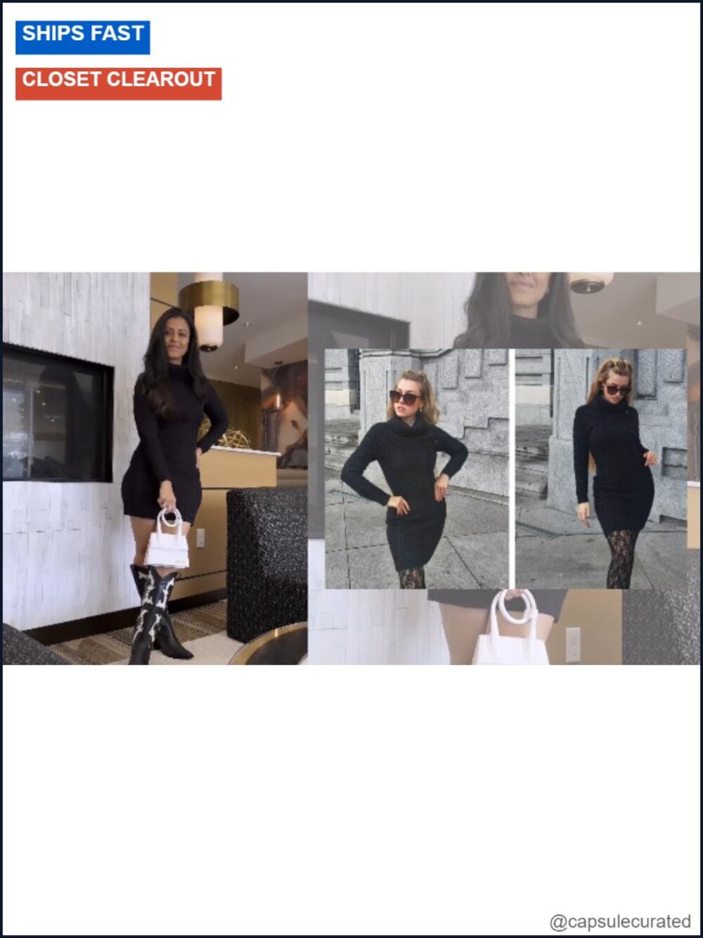 Women's Turtleneck Cable Knit Sweater Dress Slim Fit Long Sleeve - Picture 6 of 6